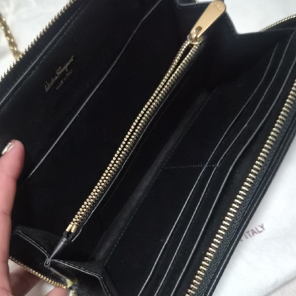 Salvatore Ferragamo Black Clutch with Gold Chain - Picture 2 of 4